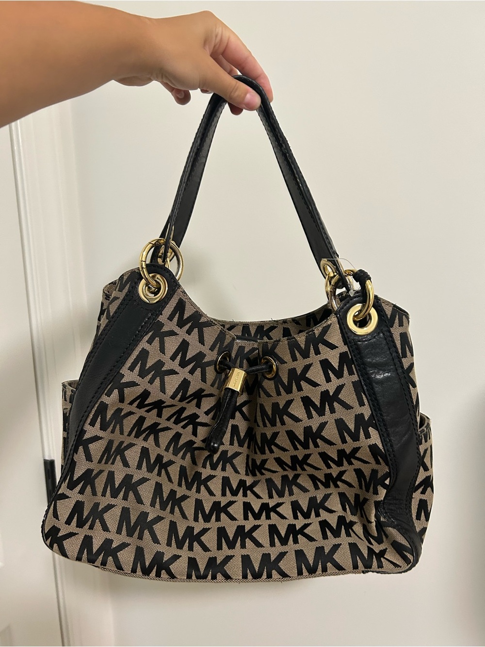 Michael Kors Black & Brown MK Logo Shoulder Bag